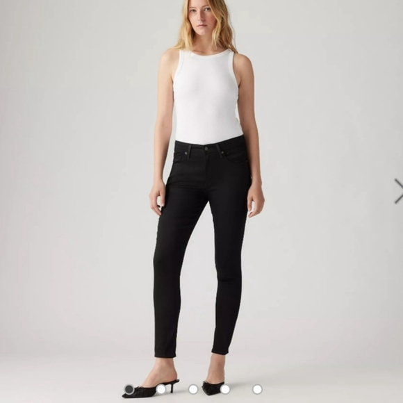 Levi's Jeans Denim 721 High Rise Skinny Light Black Wash Goth Grunge Size 26x32 - Picture 1 of 14